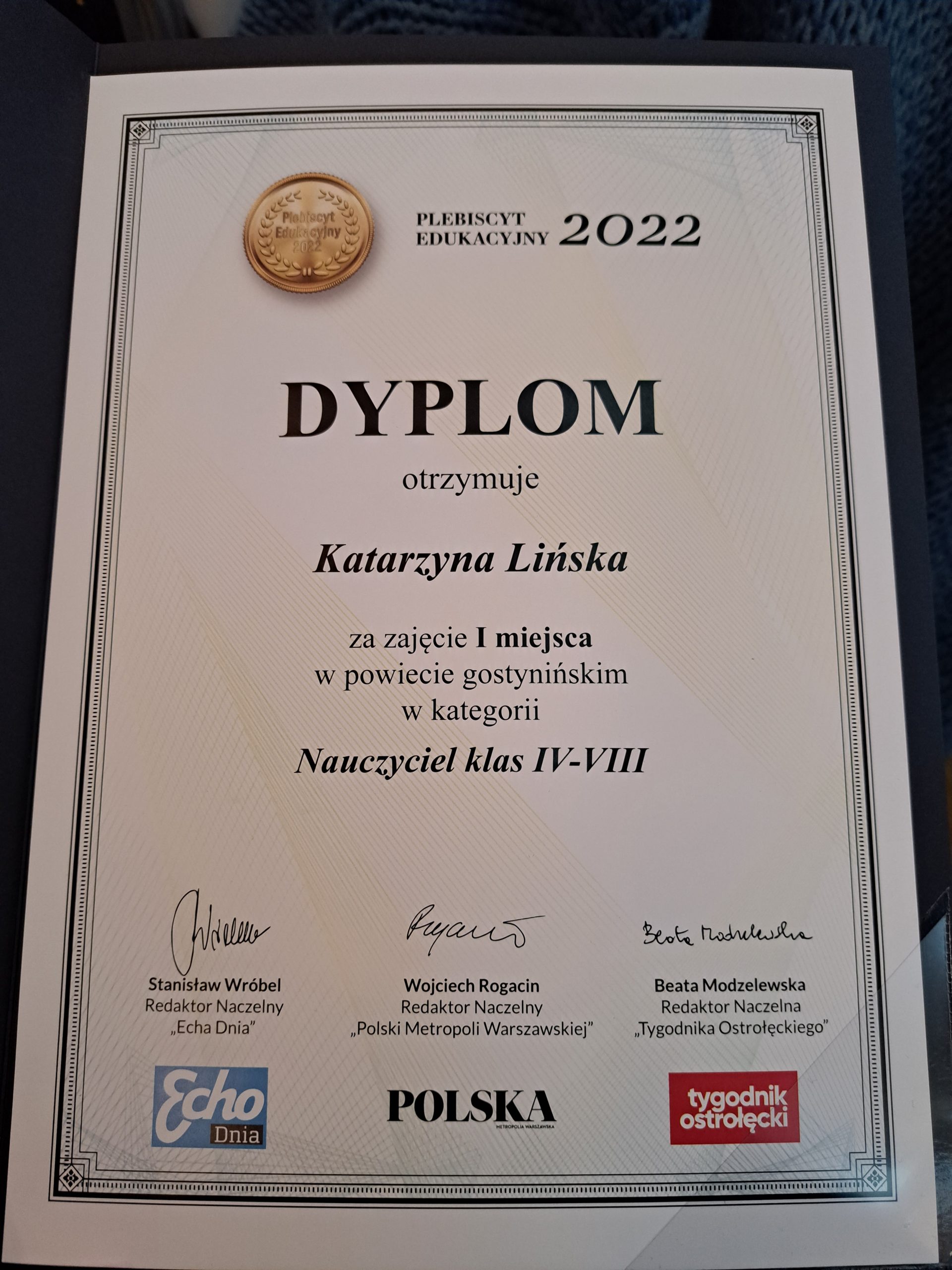 Dyplom Katarzyny Lińskiej