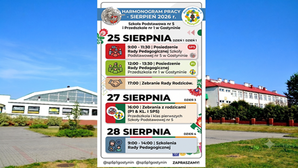 Infografika harmonogramu na sierpień 2026